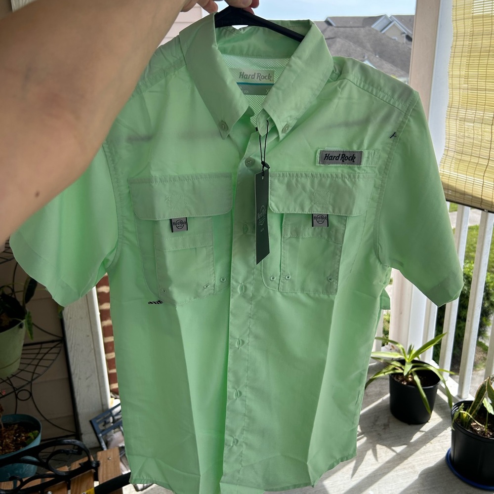 Hard Rock Cafe Green Button Down Shirt